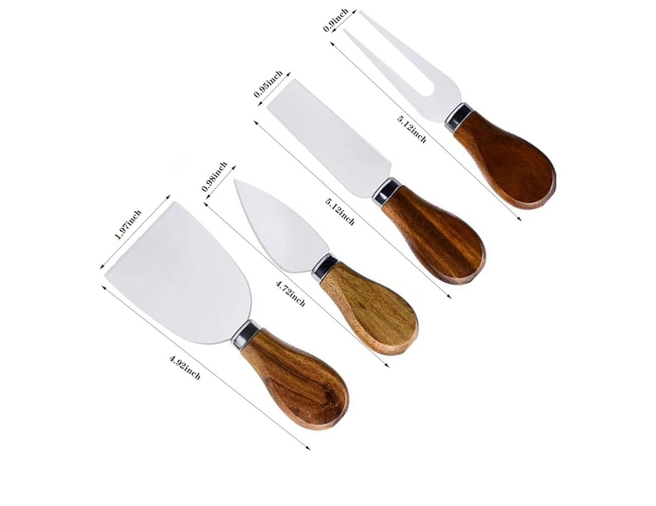 4-Piece Cheese Knives Set with Wooden Handle