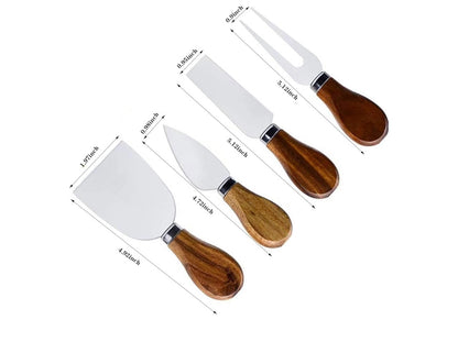 4-Piece Cheese Knives Set with Wooden Handle