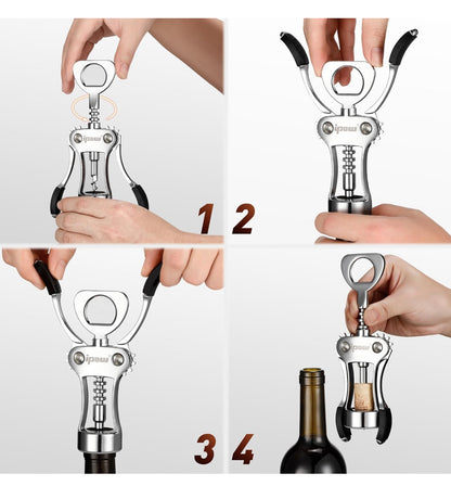 Zinc Alloy Wine Opener – Wing Corkscrew for Easy and Reliable Wine Opening