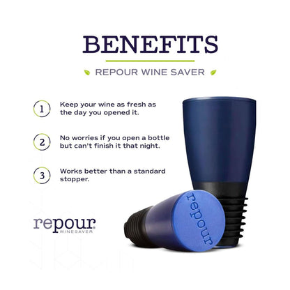 Repour Wine Saver and Stopper - Blue 4 pack