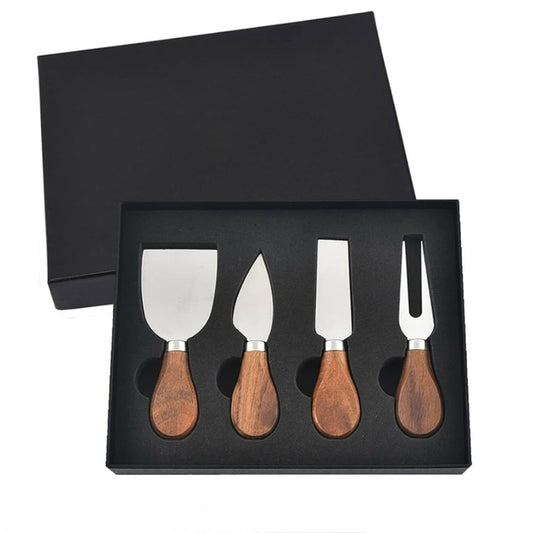 4-Piece Cheese Knives Set with Wooden Handle